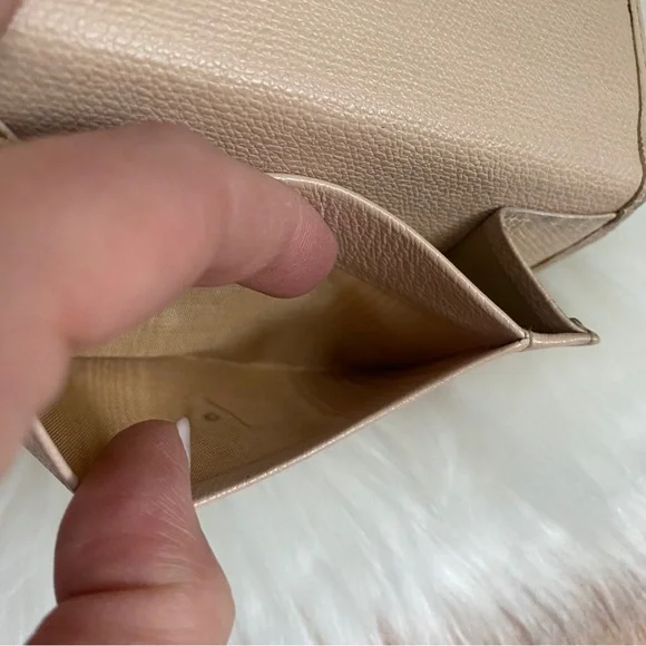 Vintage Chanel caviar small key card holder tan leather wallet with gold chain - Picture 12 of 13